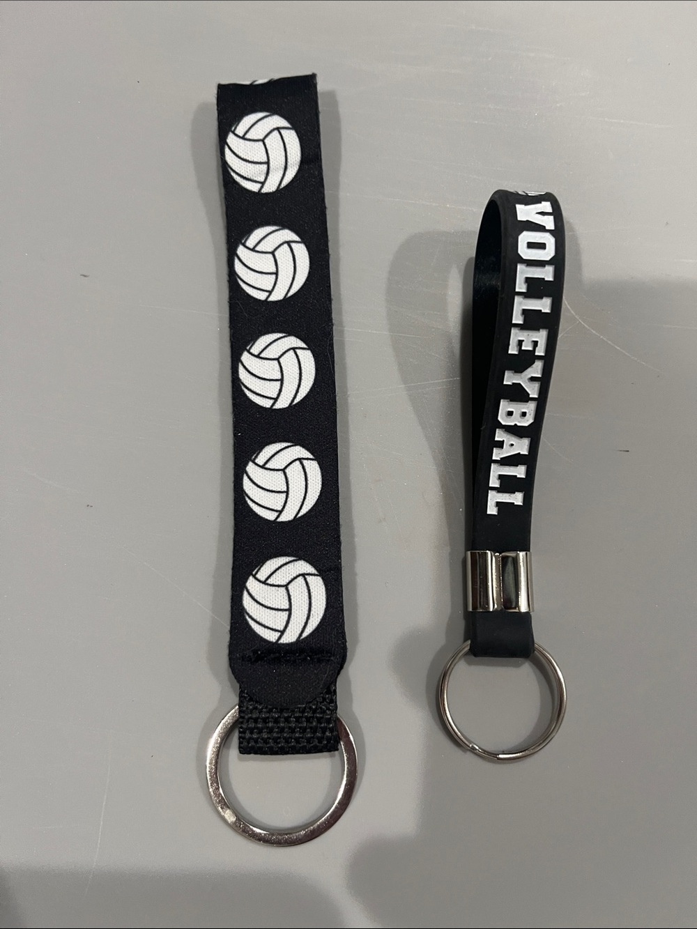 Black Volleyball Keychain Wristlet Duo - White Volleyball Graphics